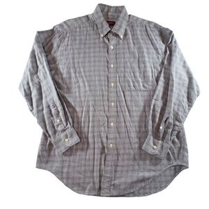 Austin Reed London Mens Large Houndstooth Button Down Shirt Black White Cotton